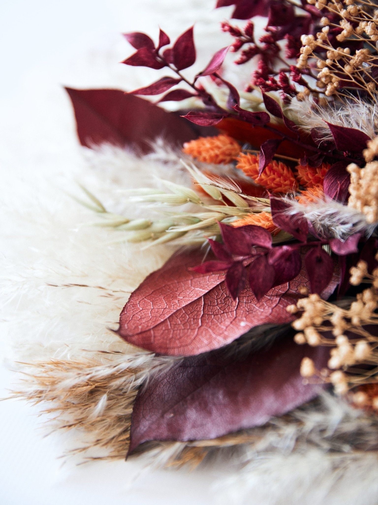 Бордово-теракотовий букет нареченої з пампасом - DecorFlowerBar
