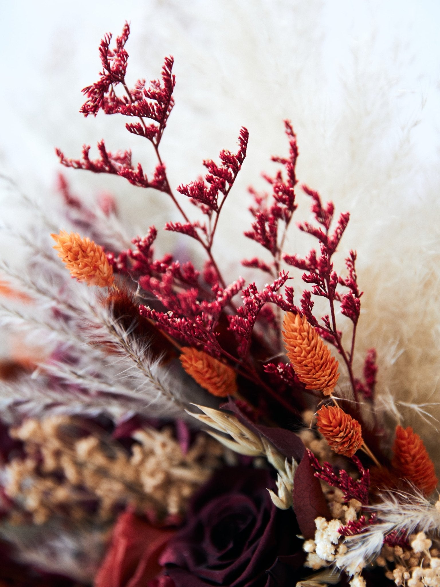 Бордово-теракотовий букет нареченої з пампасом - DecorFlowerBar