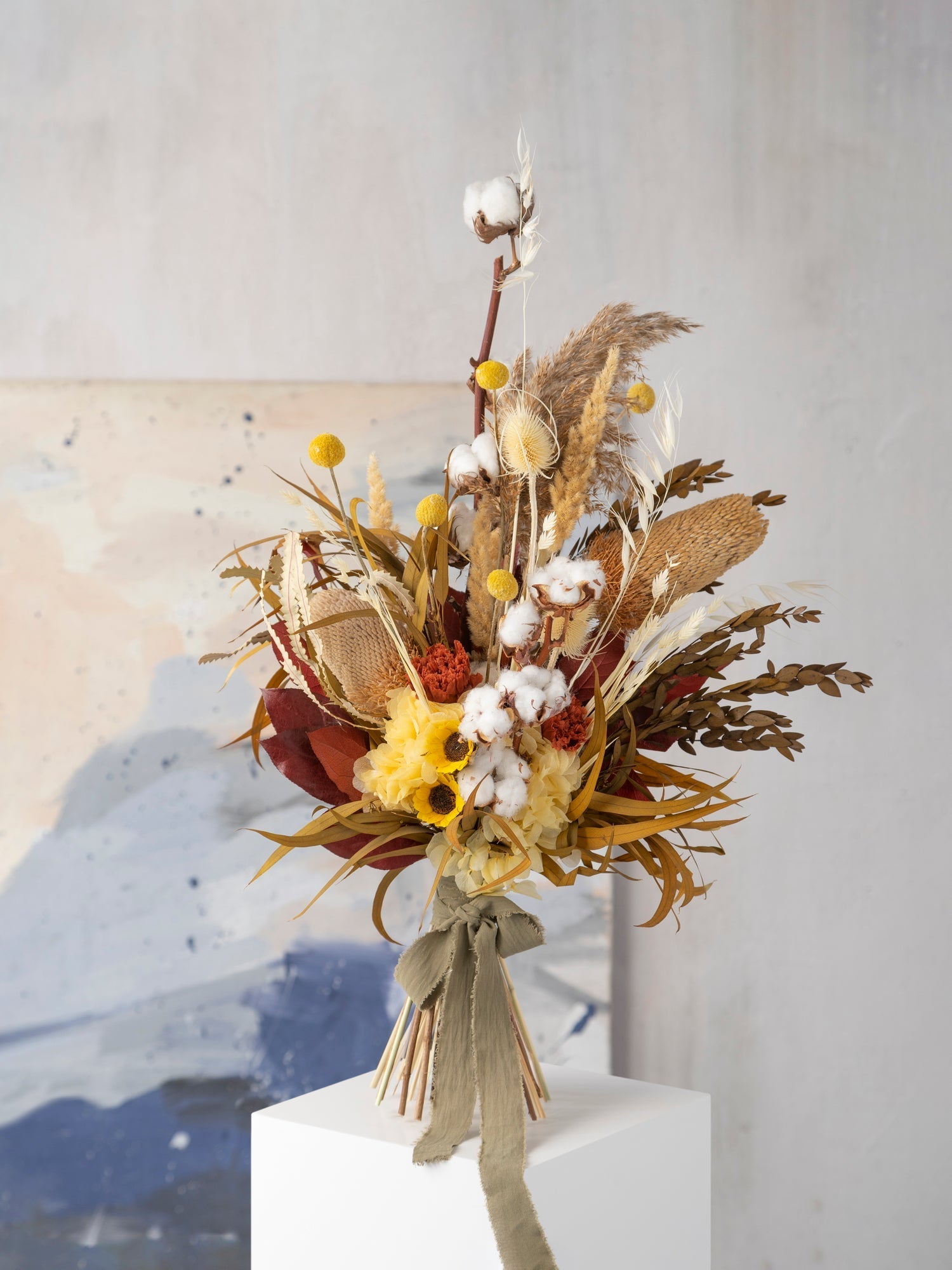 Букет з бавовною, банксією і соняшниками - DecorFlowerBar