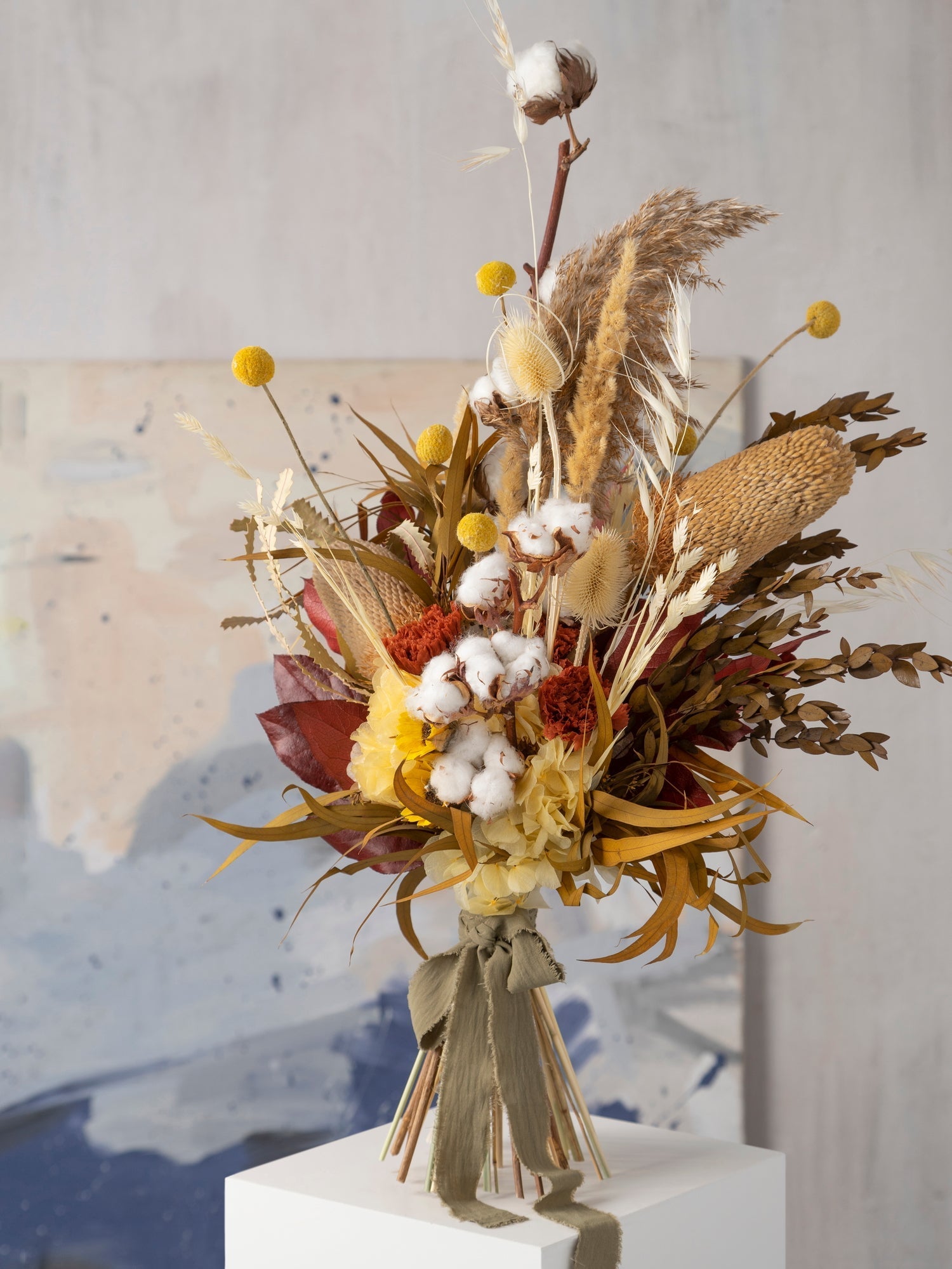Букет з бавовною, банксією і соняшниками - DecorFlowerBar
