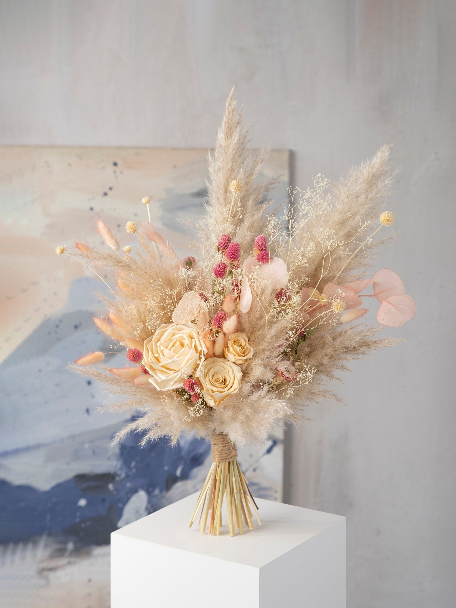 Букет з пампасу та стабілізованими трояндами - DecorFlowerBar