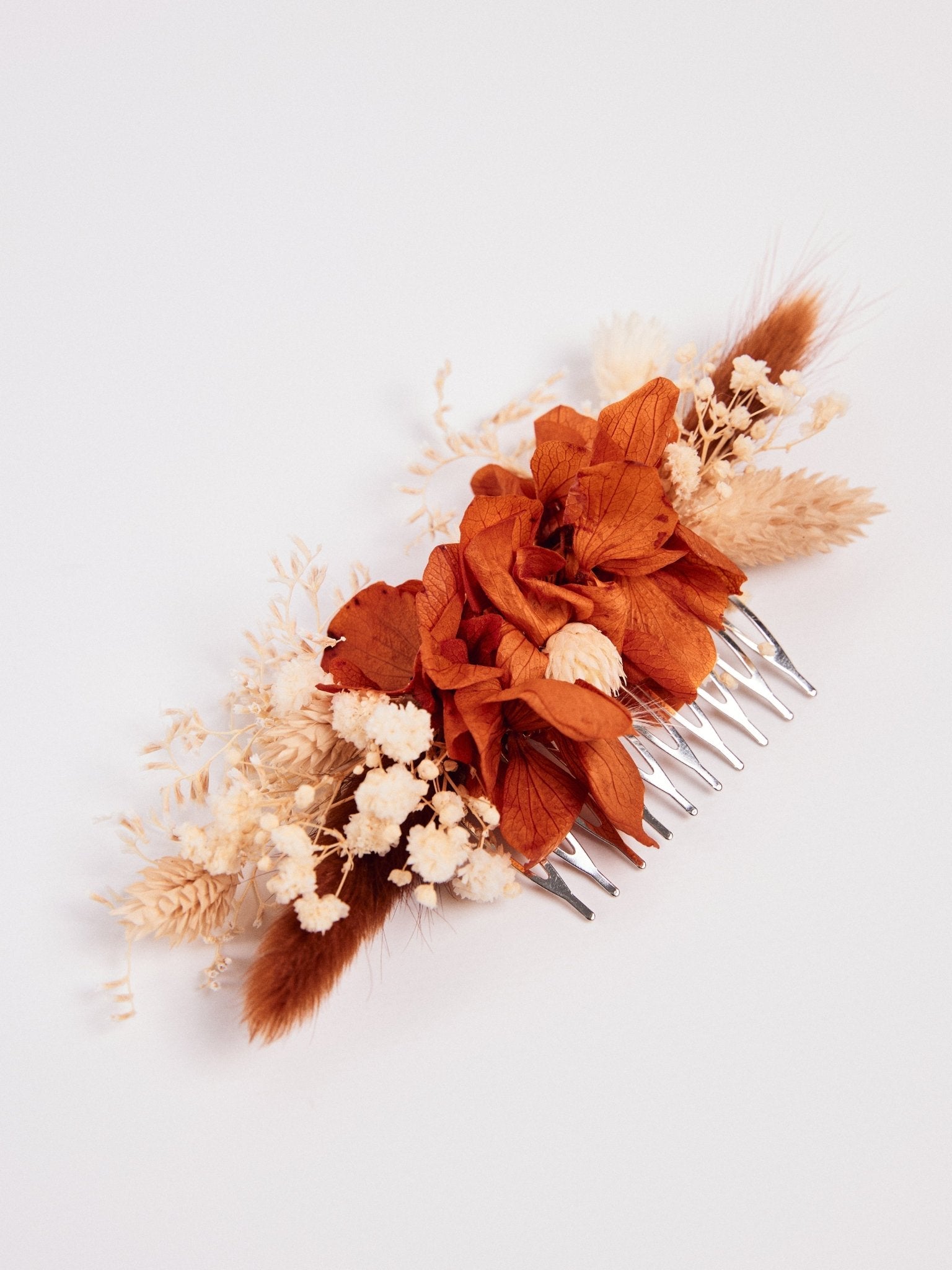 Гребінець для волосся з теракотовими квітами - DecorFlowerBar