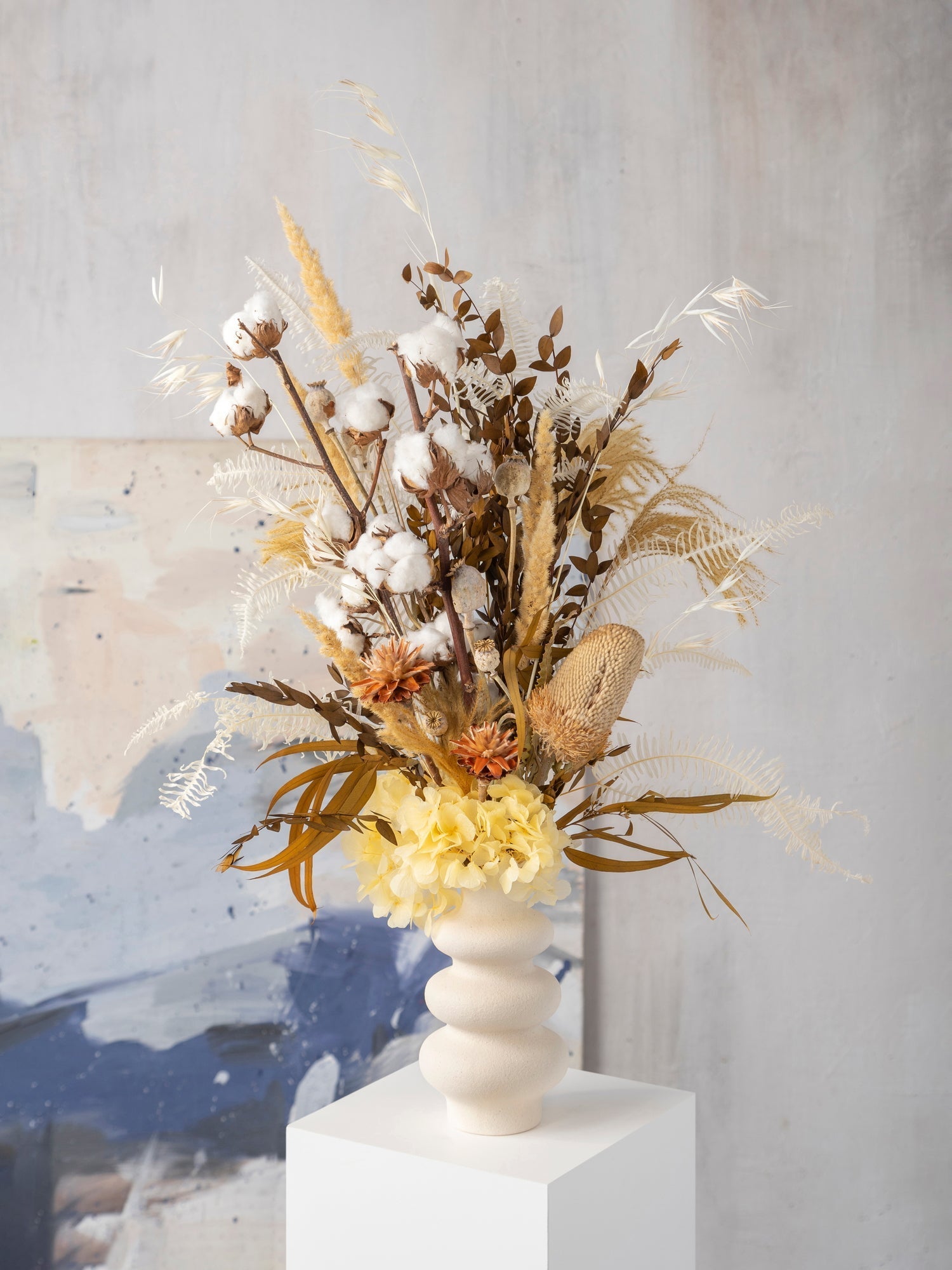 Інтер’єрний букет з бавовною, гортензією і сухоцвітами - DecorFlowerBar