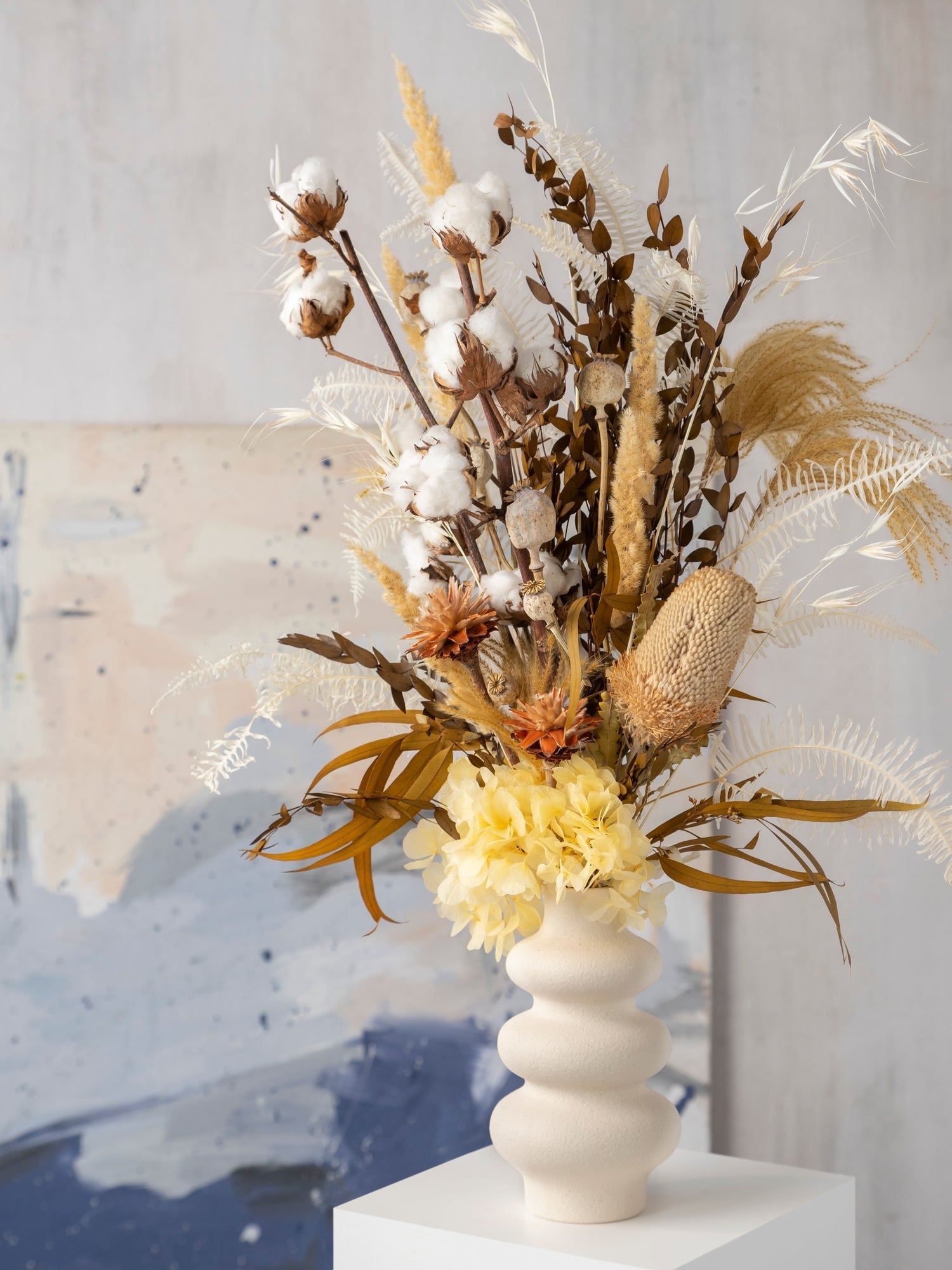 Інтер’єрний букет з бавовною, гортензією і сухоцвітами - DecorFlowerBar