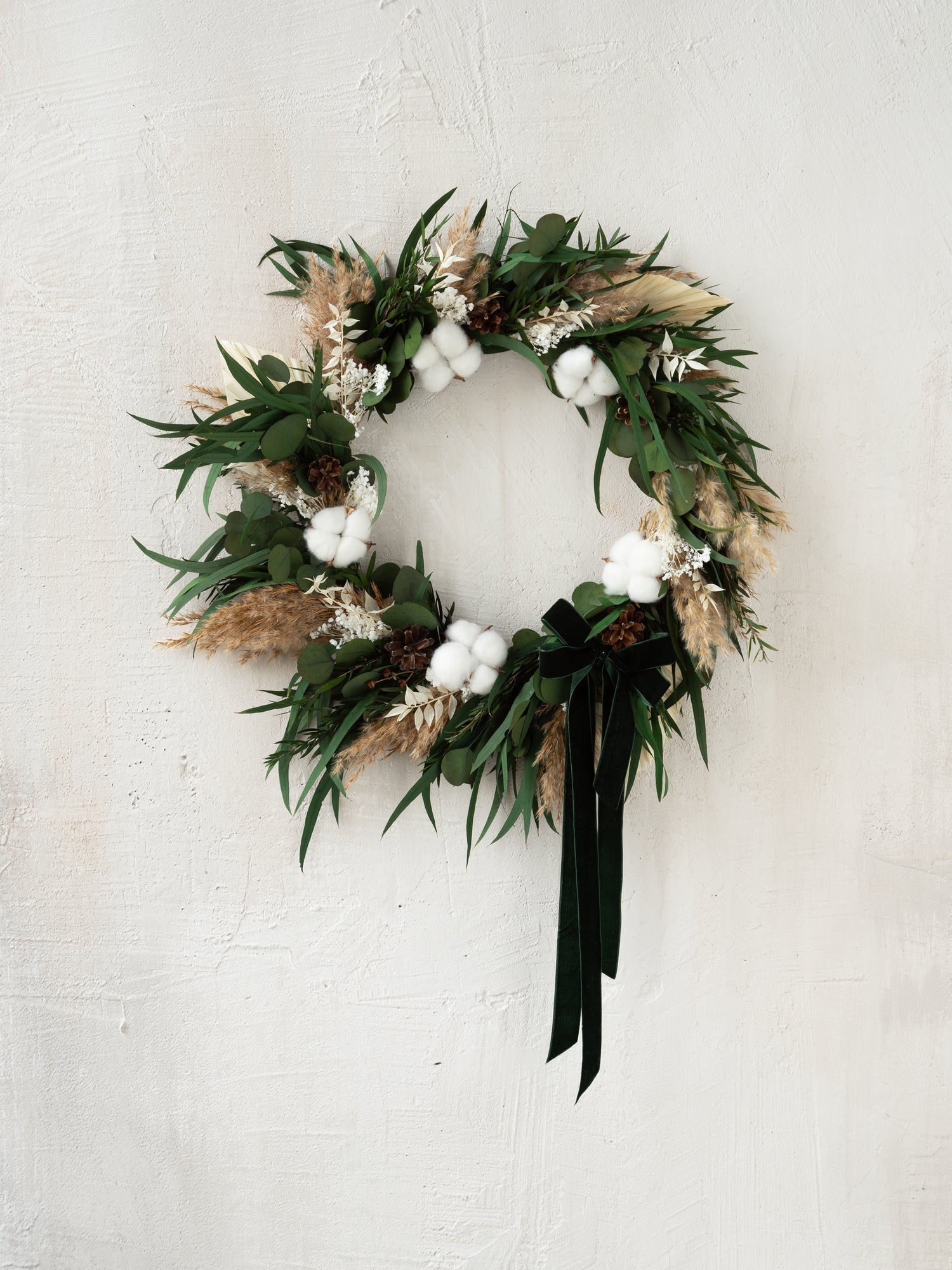 Віночок із евкаліпту, бавовни і пальмових гілок - DecorFlowerBar
