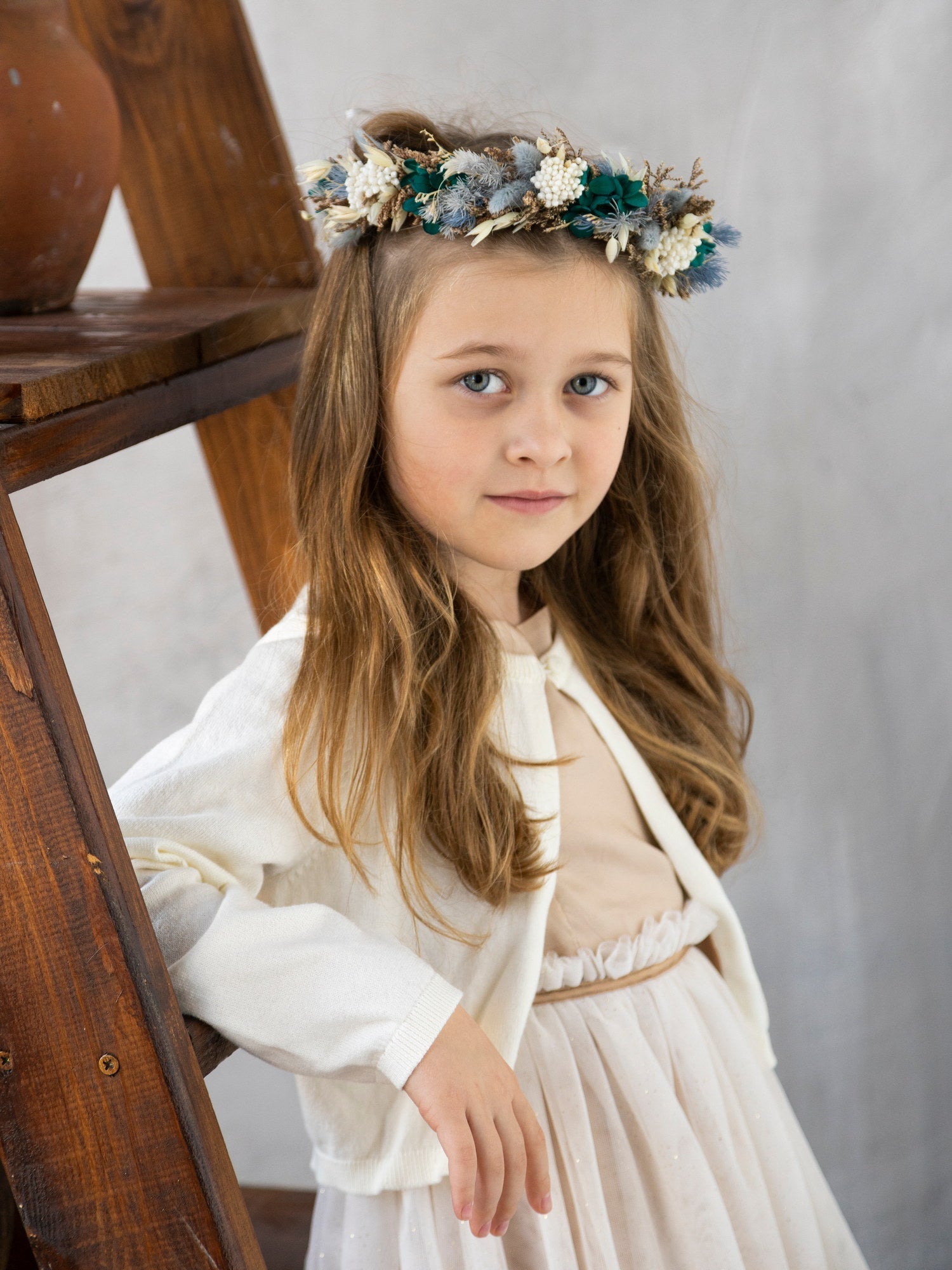 Віночок із сухоцвітів блакитно-бірюзовий - DecorFlowerBar
