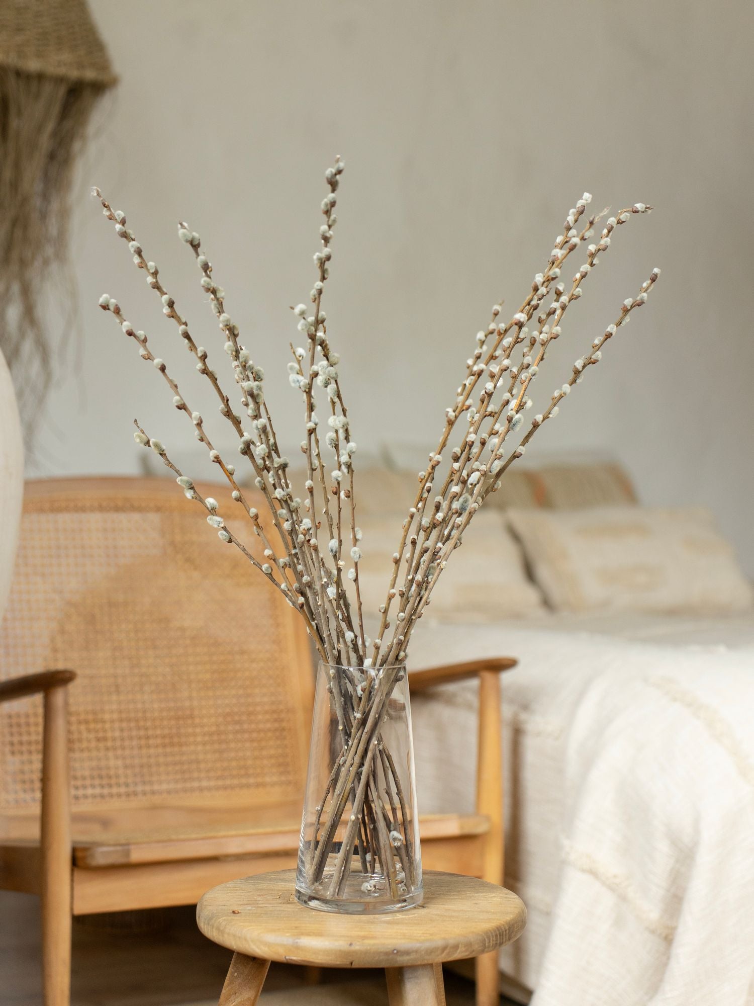 Вербові гілочки в конусній вазі