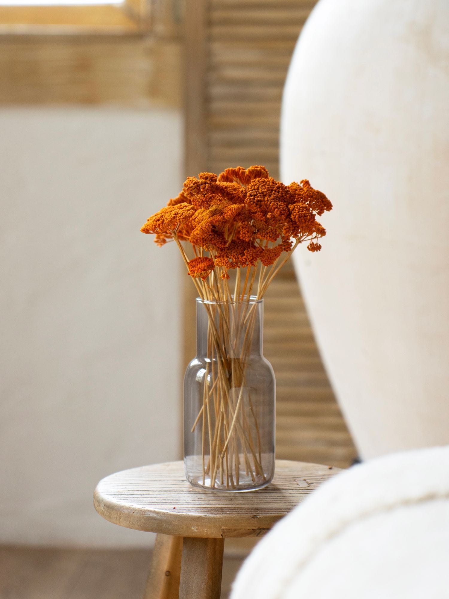 Помаранчевий деревій в димчастій вазі