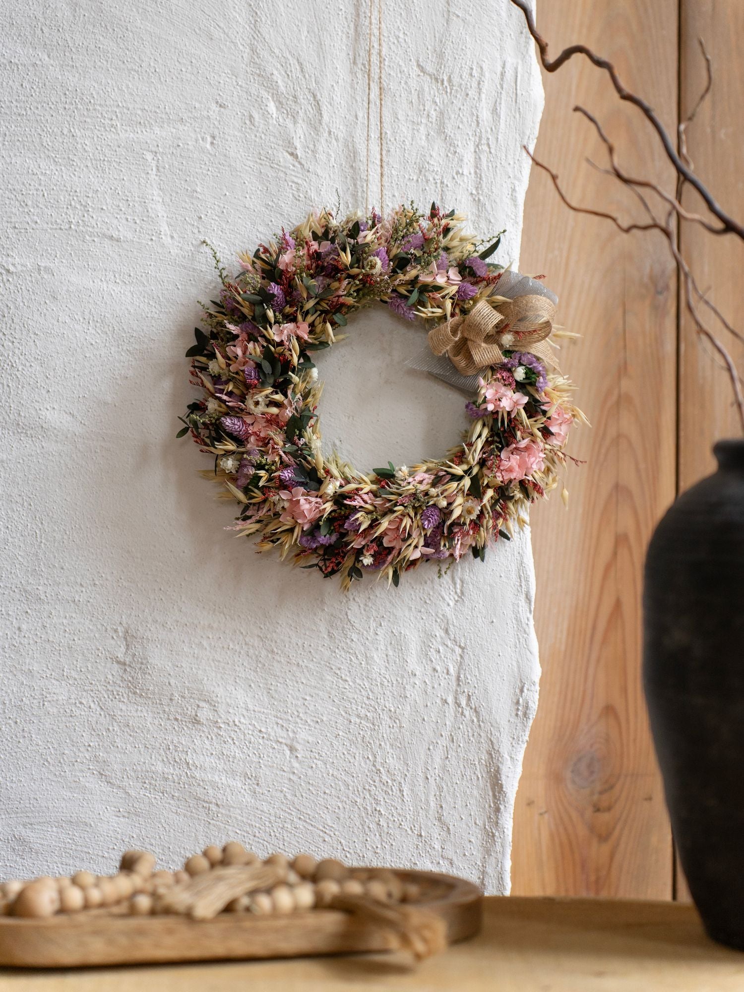 Бузково-рожевий інтер'єрний вінок