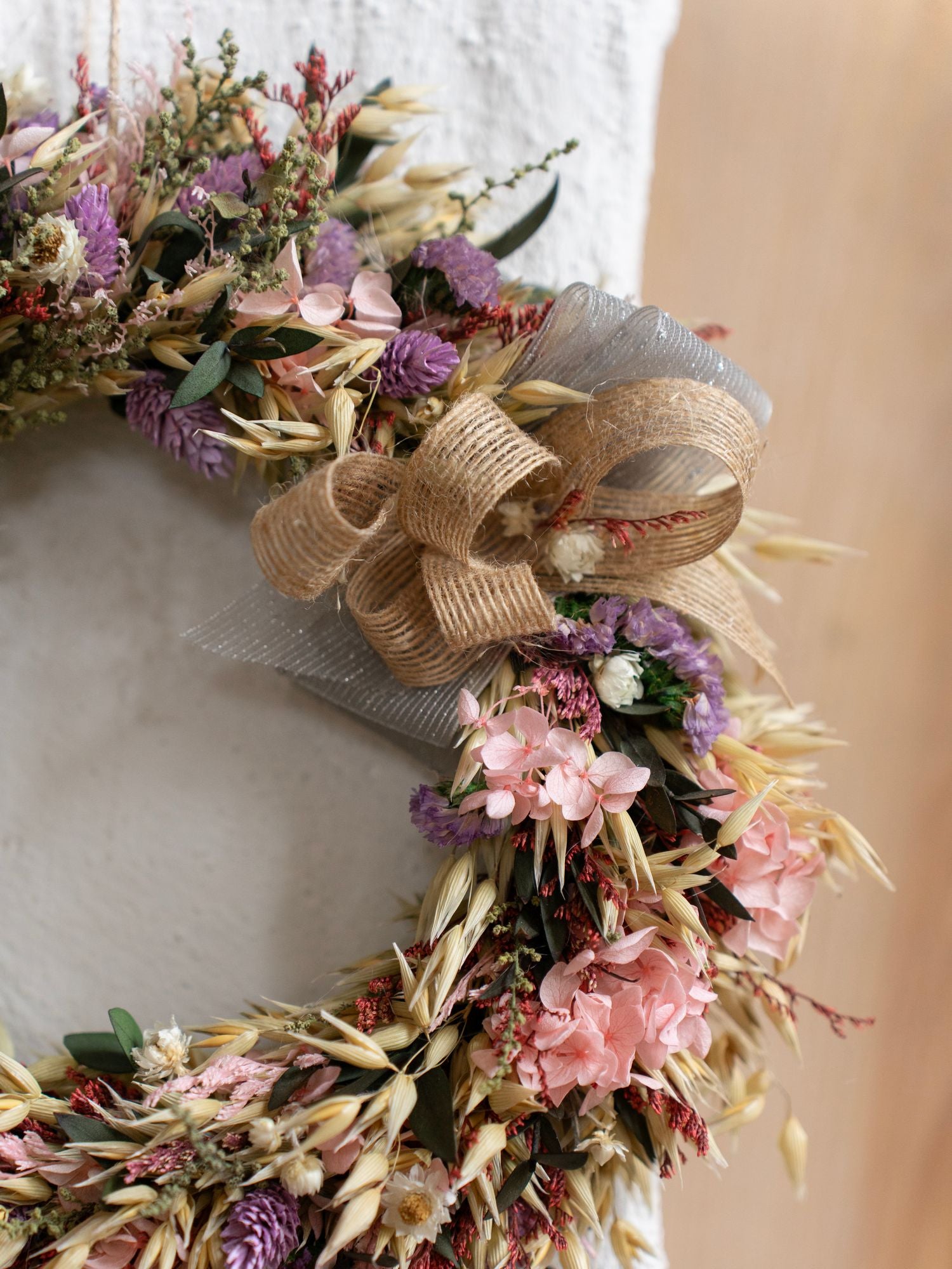 Бузково-рожевий інтер'єрний вінок