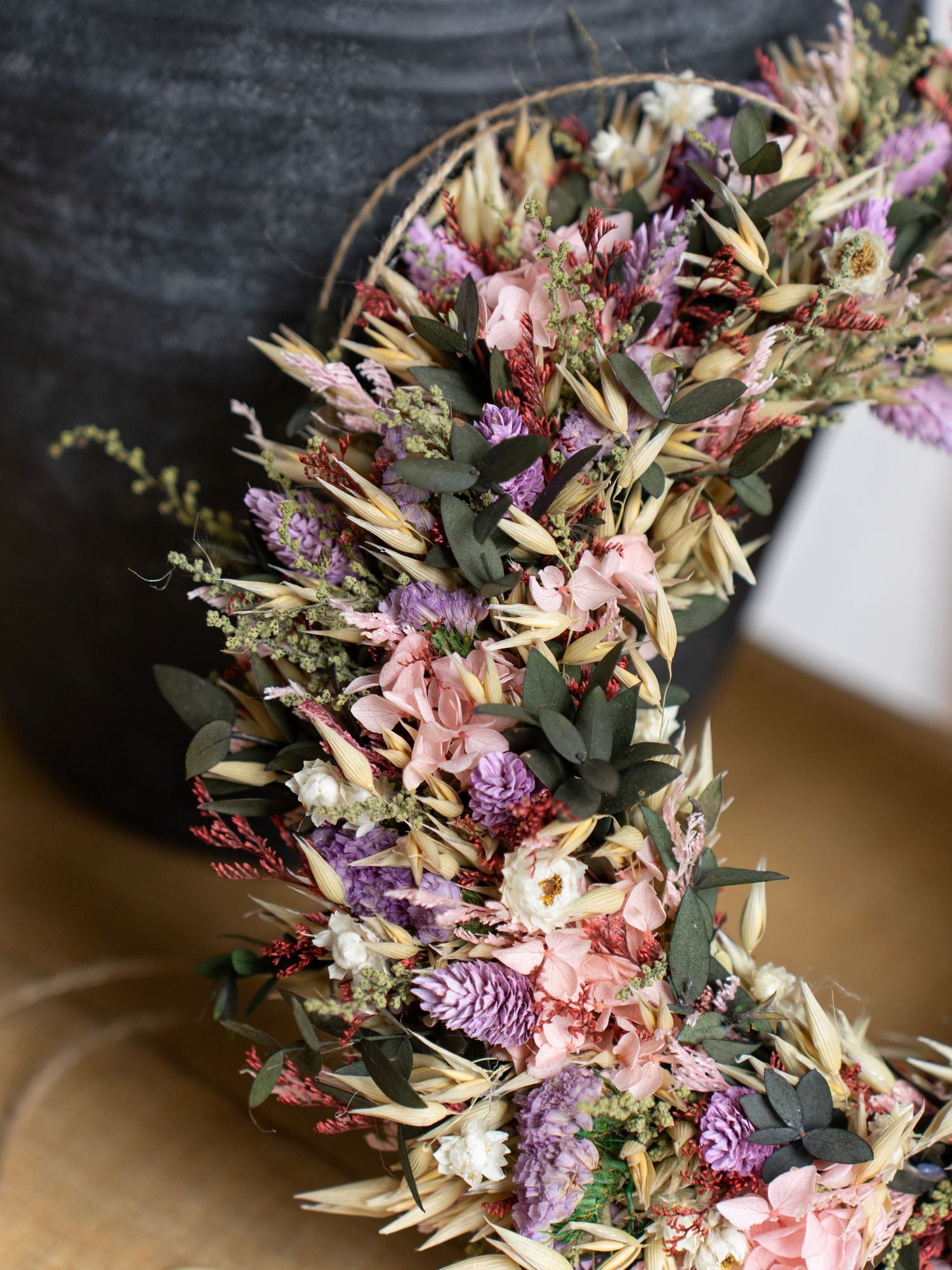 Бузково-рожевий інтер'єрний вінок